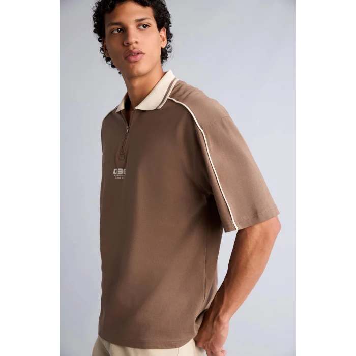 Defacto G5812AXBN604 Kahve Loose Fıt Polo Tişört
