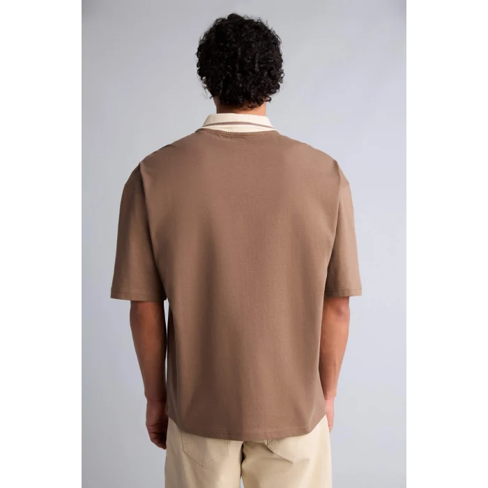 Defacto G5812AXBN604 Kahve Loose Fıt Polo Tişört