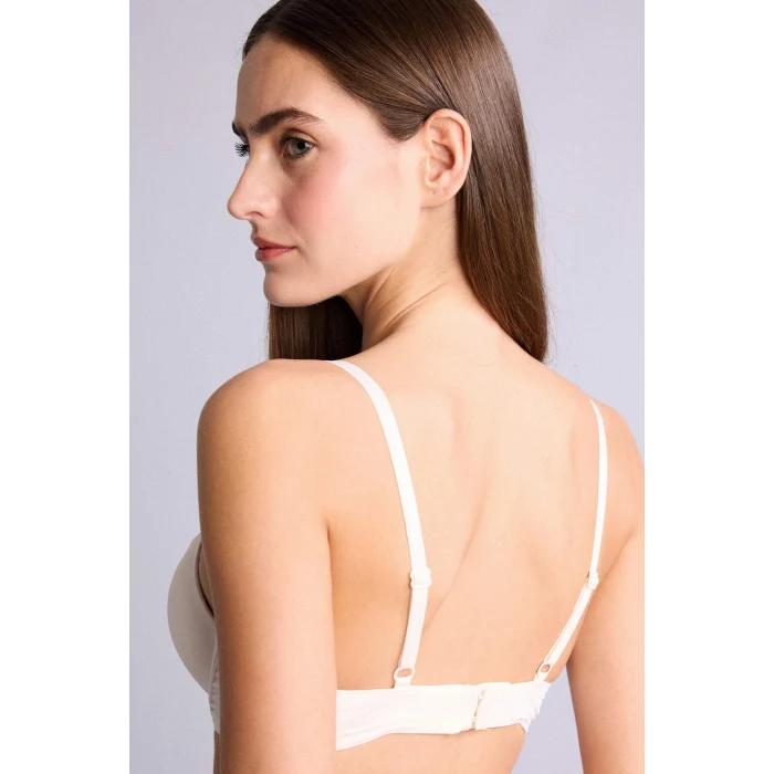 Defacto T8478AZER105 Ekru Micro Kaplı Full Push Up Balenli Tişört Bra