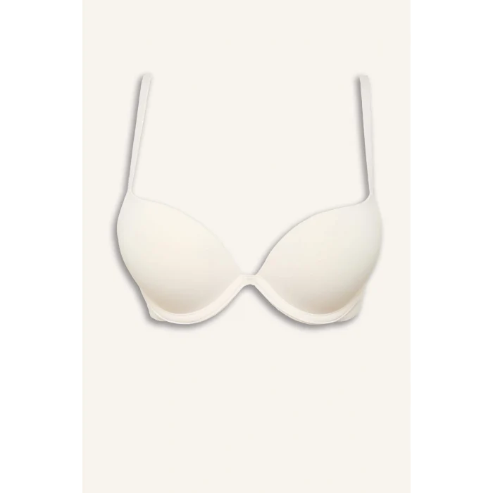 Defacto T8478AZER105 Ekru Micro Kaplı Full Push Up Balenli Tişört Bra