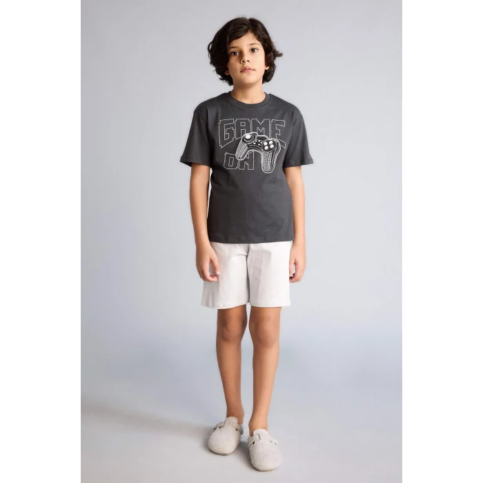 Defacto G8822A8AR202 Antrasit %100 Pamuklu 2li Pijama Takımı Erkek Çocuk