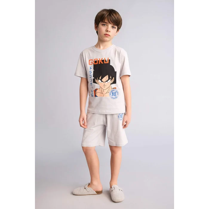 Defacto H4108A8GR184 Gri Dragon Ball Regular Fıt 2li Pijama Takımı Erkek Çocuk