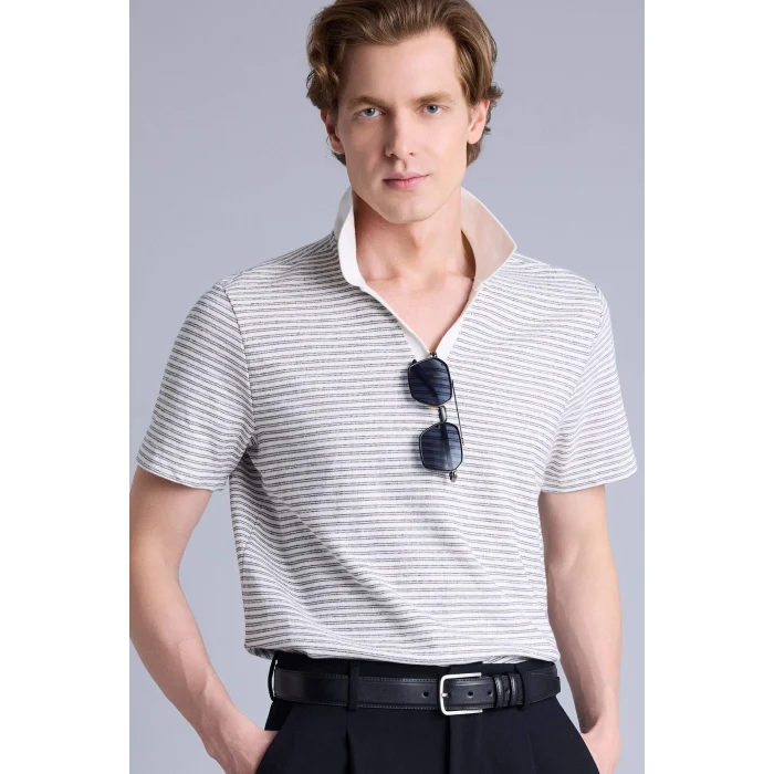 Defacto G1493AXER100 Ekru REGULAR FIT %100 Pamuk Polo Tişört