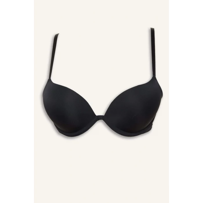 Defacto T8478AZBK81 Siyah Micro Kaplı Full Push Up Balenli Tişört Bra