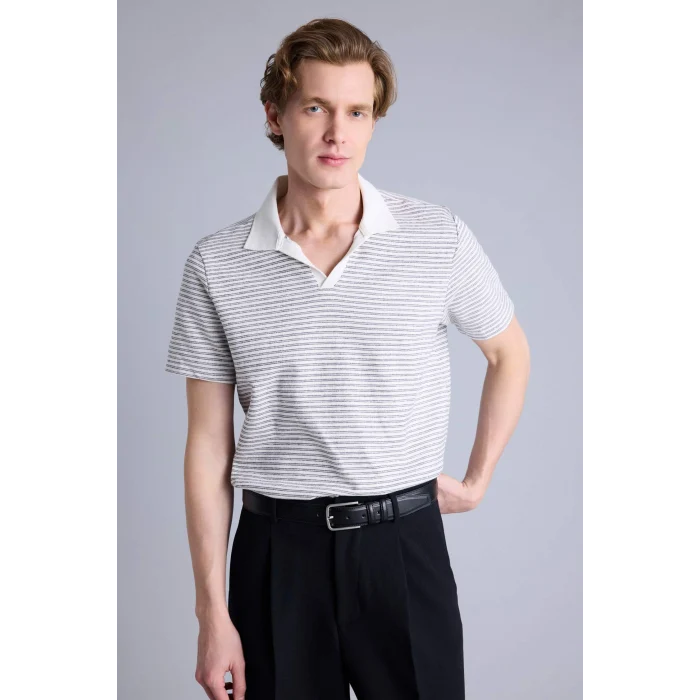 Defacto G1493AXER100 Ekru REGULAR FIT %100 Pamuk Polo Tişört
