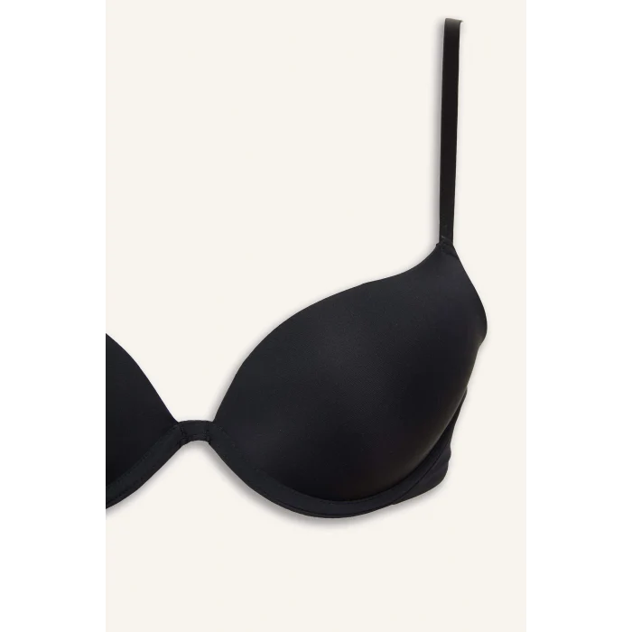 Defacto T8478AZBK81 Siyah Micro Kaplı Full Push Up Balenli Tişört Bra
