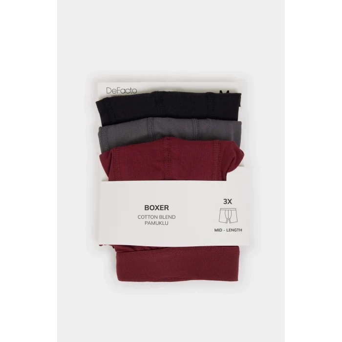 Defacto G9364AXBK50 Siyah Regular Fıt 3lü Boxer