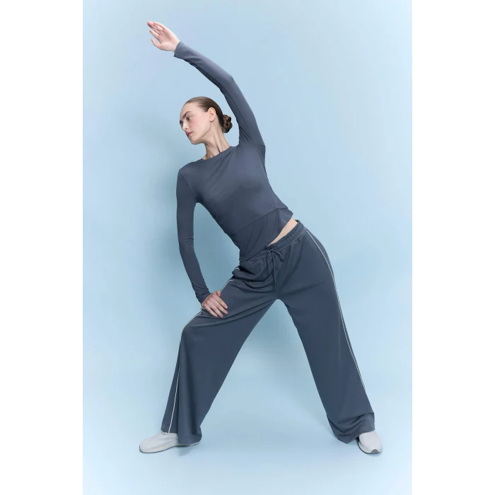 Defacto D7128AXAR126 Antrasit Wıde Leg Geniş Paça Standart Boy Modal Sporcu Pantolon