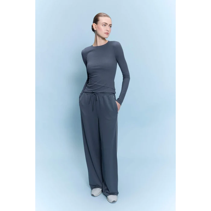 Defacto D7128AXAR126 Antrasit Wıde Leg Geniş Paça Standart Boy Modal Sporcu Pantolon
