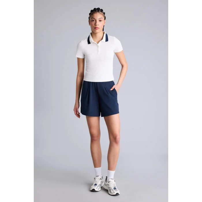Defacto H3265AXER105 Ekru Slım Fıt Sporcu Pike Kısa Kollu Polo Tişört