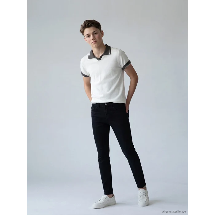 LCW Kids Siyah Super Skinny Fit Erkek Çocuk Jean Pantolon