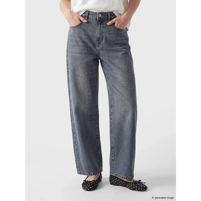 LCW Jeans Gri Yüksek Bel Boyfriend Fit Kadın Jean Pantolon