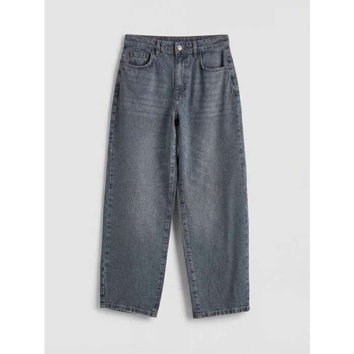 LCW Jeans Gri Yüksek Bel Boyfriend Fit Kadın Jean Pantolon