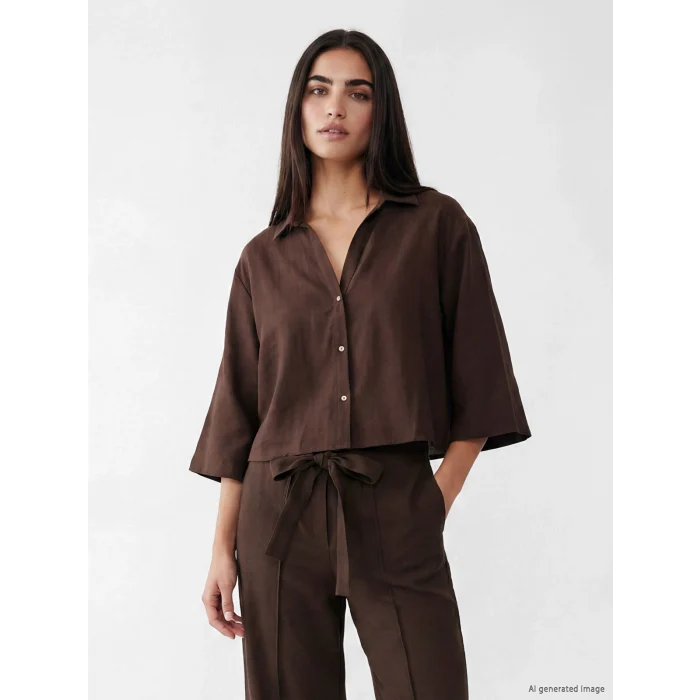LCW Vision Kahverengi Oversize Kadın Gömlek