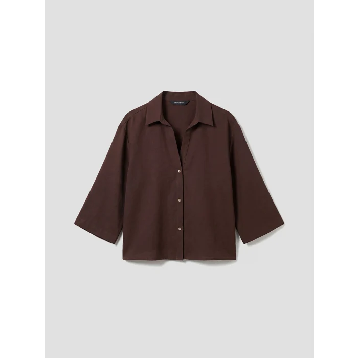 LCW Vision Kahverengi Oversize Kadın Gömlek