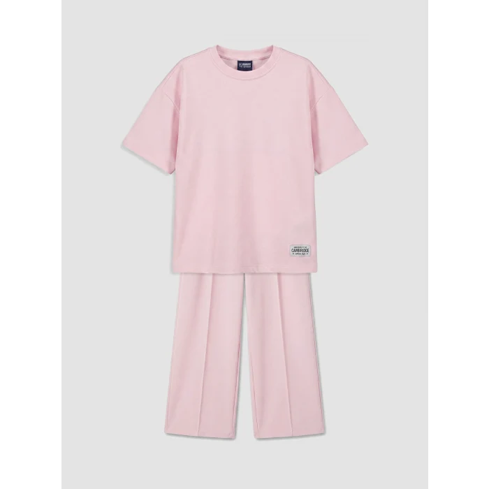 LCW Kids Pembe Kısa Kollu Kız Çocuk Soft Touch Takım