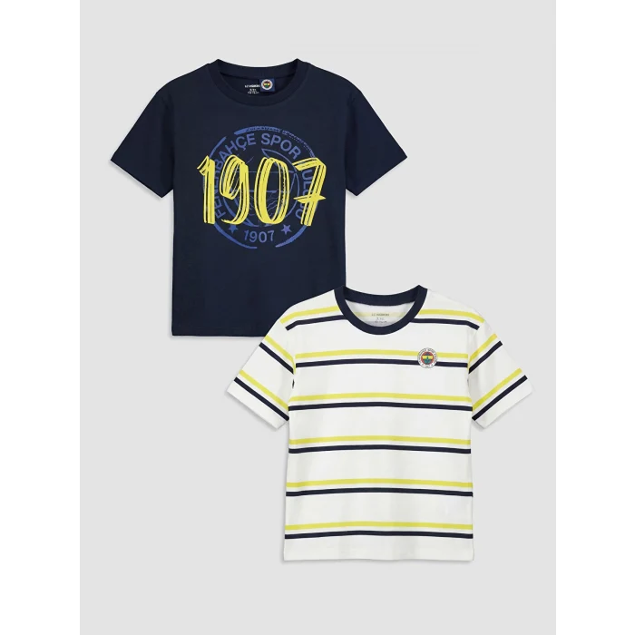LCW Kids Lacivert Fenerbahçe Baskılı Erkek Çocuk 2li Tişört Takımı