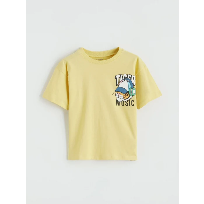 LCW Kids Sarı Baskılı Erkek Çocuk Şortlu Takım