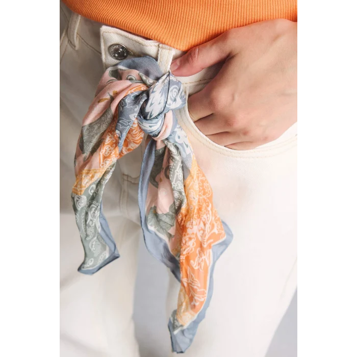Defacto A0671AXBE106 Mavi Kadın Desenli Pamuklu Bandana