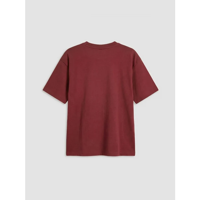 LCW Kids Bordo Bisiklet Yaka Baskılı Kız Çocuk Tişört