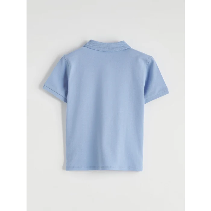 LCW Kids Mavi Polo Yaka Nakışlı Erkek Çocuk Tişört