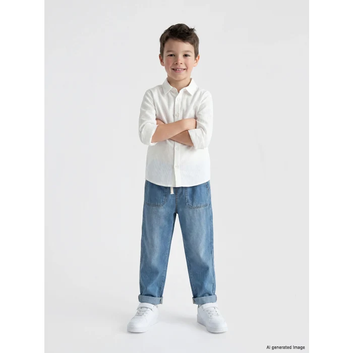 LCW Kids İndigo Beli Lastikli Erkek Çocuk Jean Pantolon