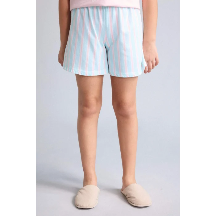 Defacto H8491A8PN645 Pembe Dısney Lılo & Stıtch Relax Fıt Şort Tişört 2li Pijama Takımı Kız Çocuk
