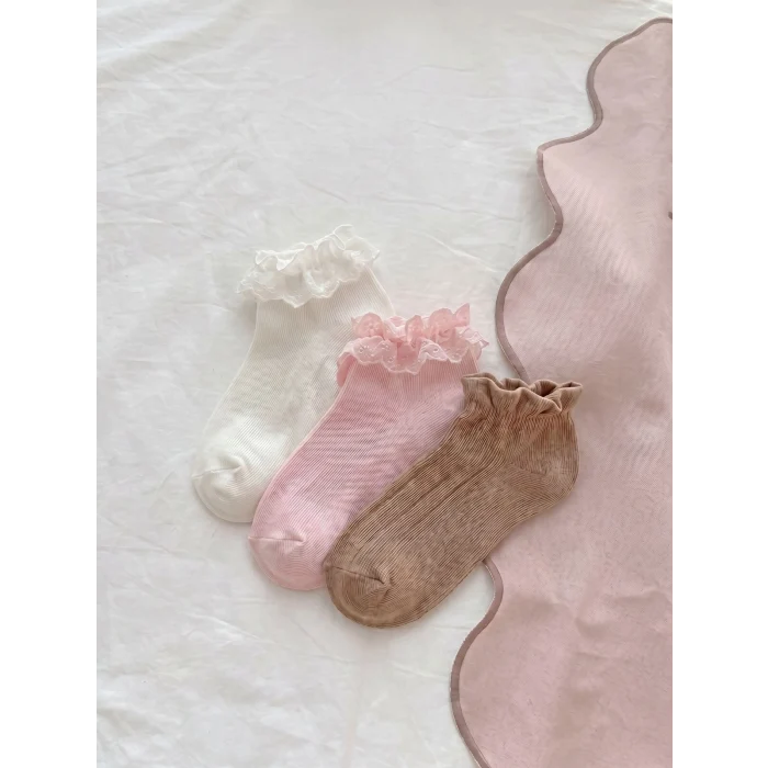 LCW Kids Pembe Kız Bebek Patik Çorap 3lü