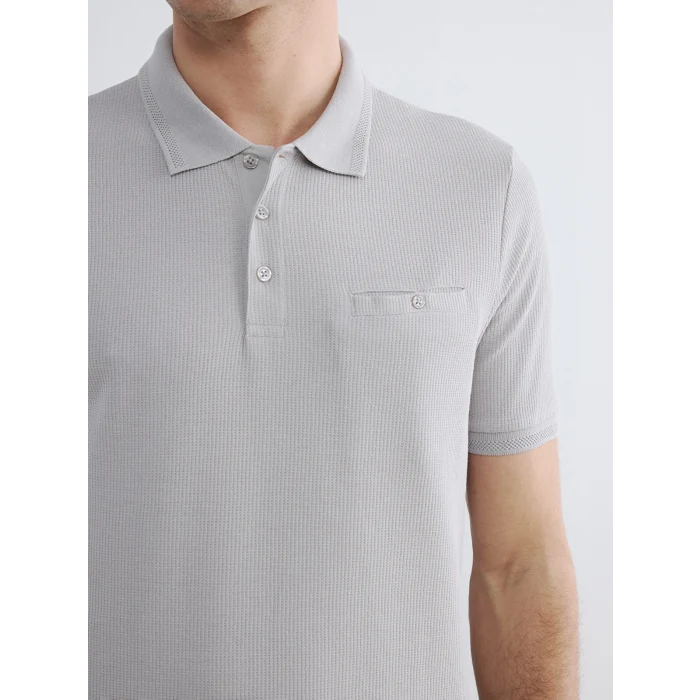 LCWAIKIKI Classic Gri Polo Yaka Dokulu Erkek Tişört