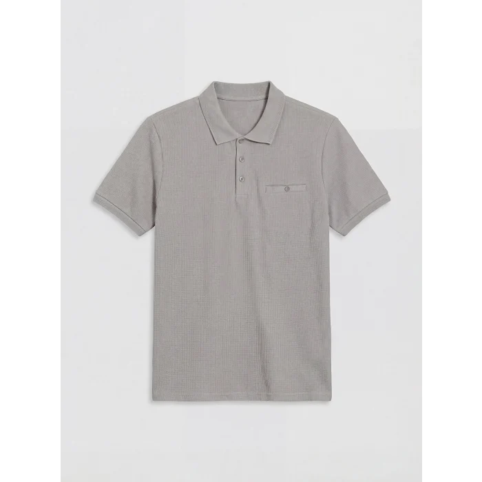 LCWAIKIKI Classic Gri Polo Yaka Dokulu Erkek Tişört
