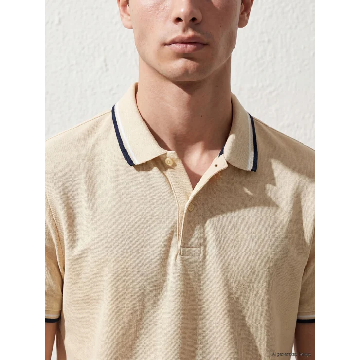 LCWAIKIKI Classic Bej Polo Yaka Pike Erkek Tişört