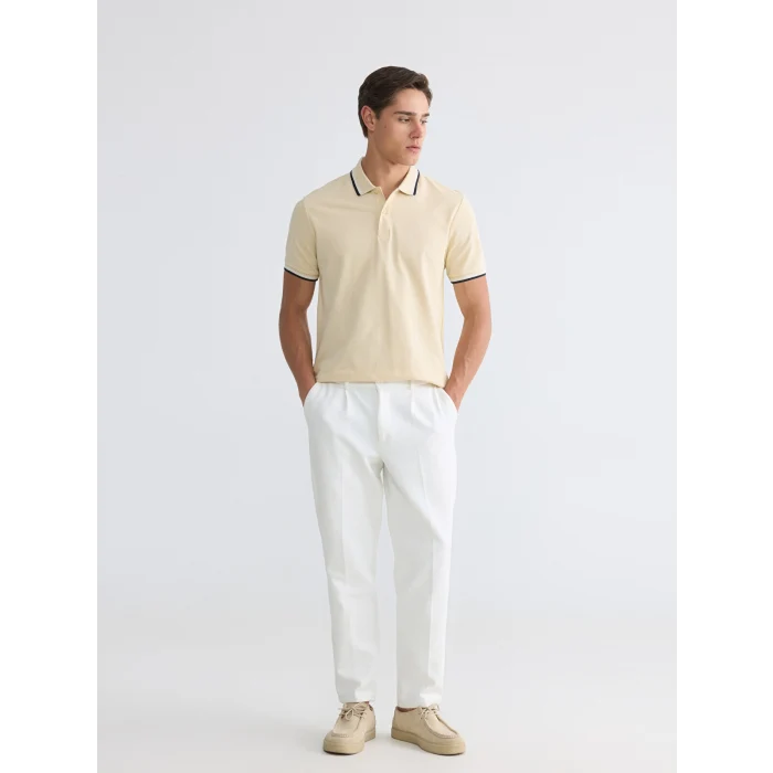 LCWAIKIKI Classic Bej Polo Yaka Pike Erkek Tişört