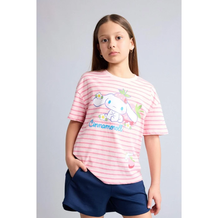 Defacto H3483A8PN238 Pembe My Melody Relax Fıt Bisiklet Yaka Kısa Kollu Tişört Kız Çocuk