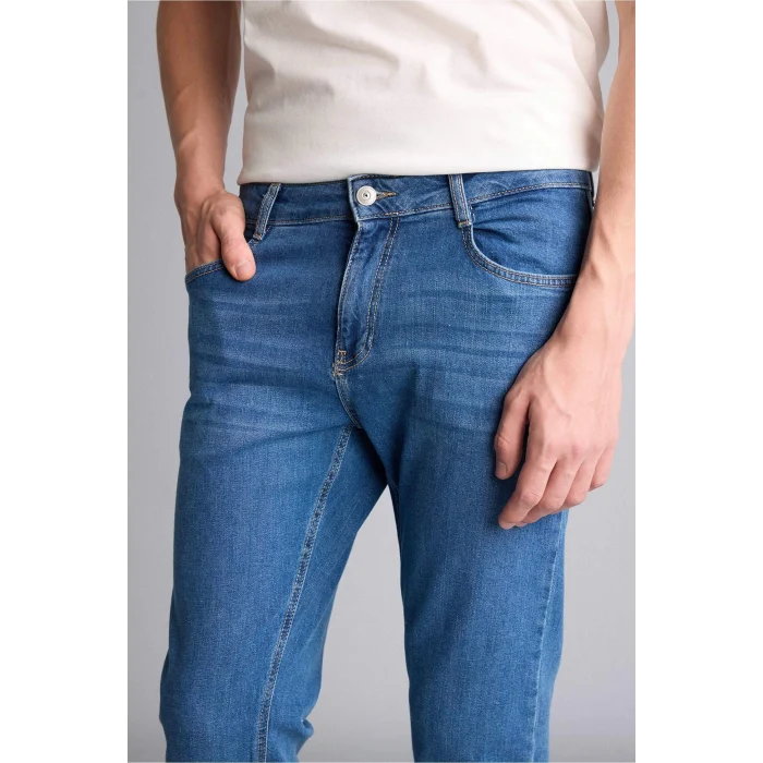 Defacto G8486AXNM28 Mavi Sergio Regular Fıt Normal Bel Boru Paça Pantolon