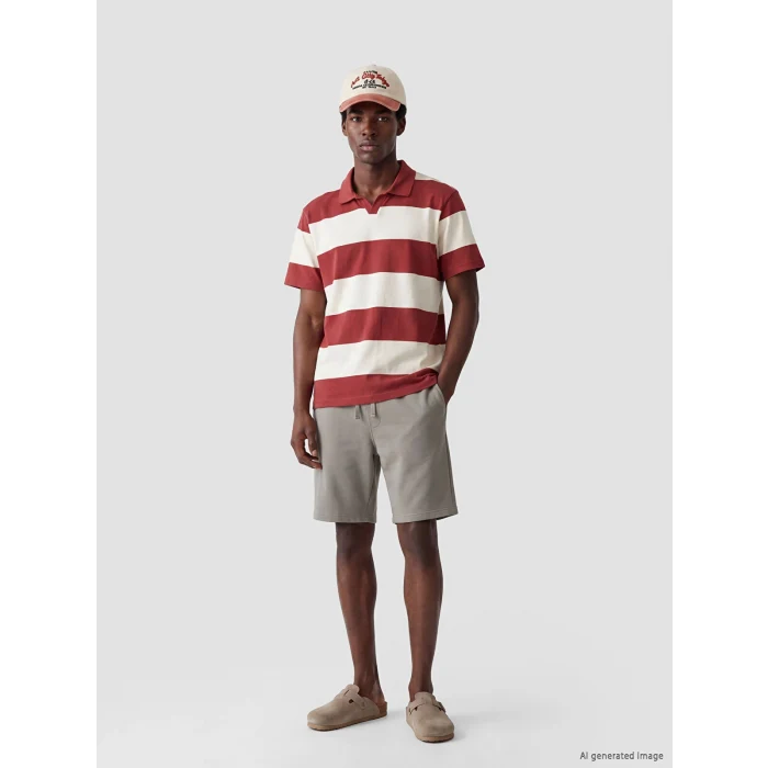 XSIDE Bordo Rahat Fit Polo Yaka Çizgili Erkek Tişört
