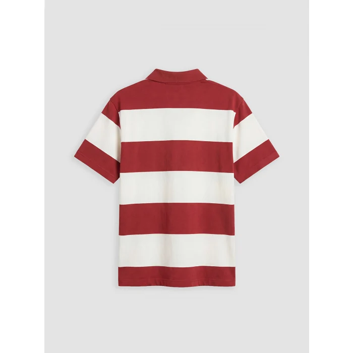 XSIDE Bordo Rahat Fit Polo Yaka Çizgili Erkek Tişört