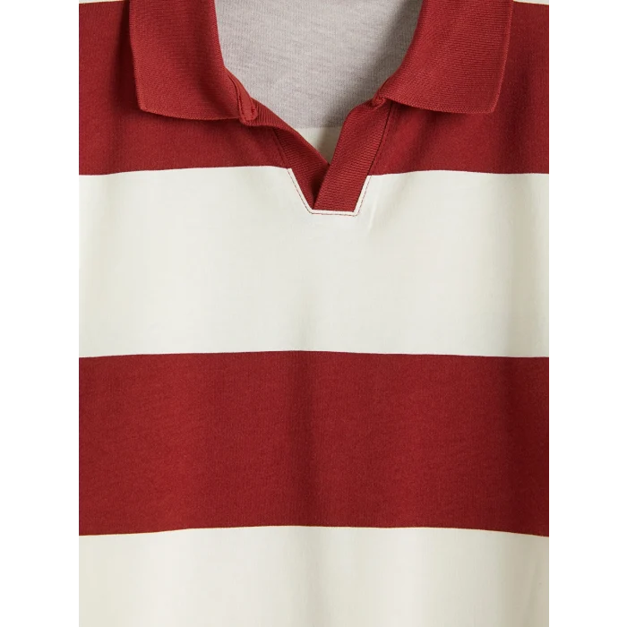XSIDE Bordo Rahat Fit Polo Yaka Çizgili Erkek Tişört