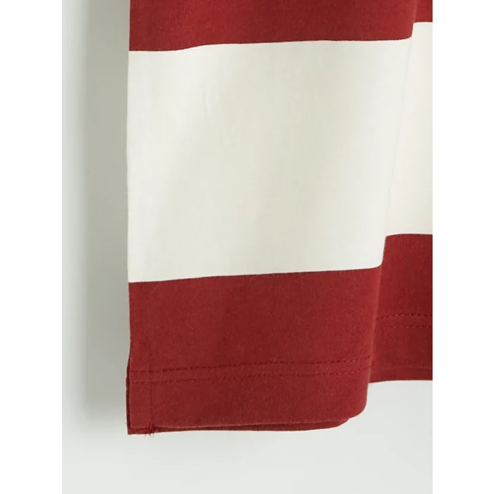 XSIDE Bordo Rahat Fit Polo Yaka Çizgili Erkek Tişört