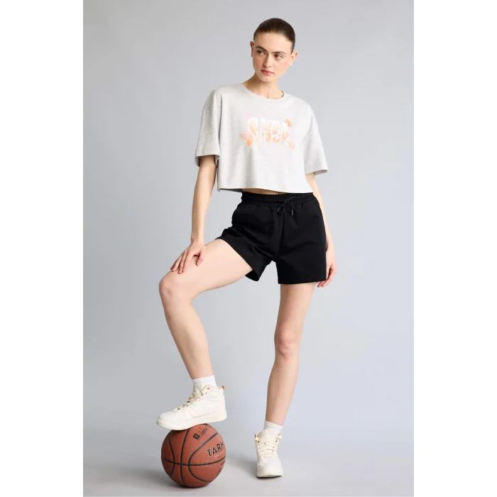 Defacto G9462AXGR421 Gri NBA Relax Fıt Bisiklet Yaka Baskılı Sporcu Kısa Kollu Tişört