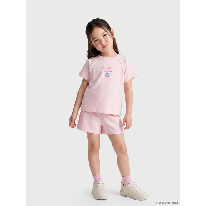 LCW Kids Pembe Çiçek Baskılı Kız Çocuk Takım