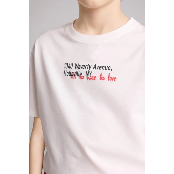 Defacto G8830A8ER105 Ekru Regular Fıt Baskılı 2li Şort Tişört Pijama Takımı Erkek Çocuk