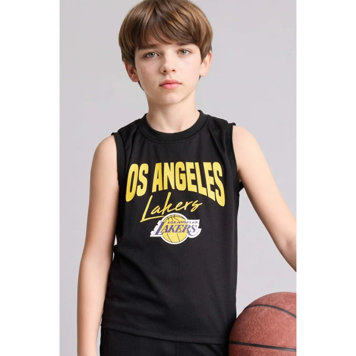 Defacto H2955A8BK81 Siyah NBA Los Angeles Lakers Bisiklet Yaka Atlet Erkek Çocuk