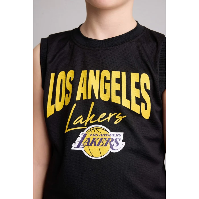 Defacto H2955A8BK81 Siyah NBA Los Angeles Lakers Bisiklet Yaka Atlet Erkek Çocuk