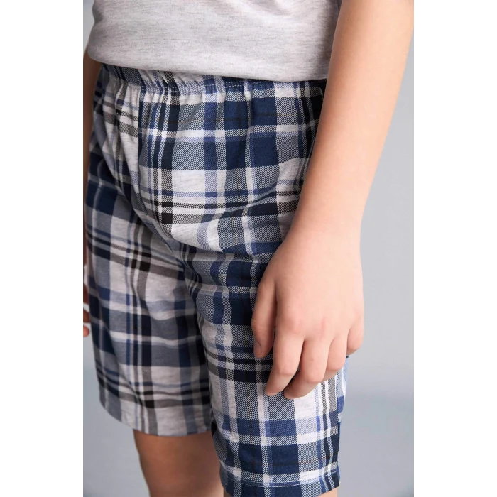 Defacto H0373A8GR400 Gri Regular Fıt Desenli 2li Pijama Takımı Erkek Çocuk