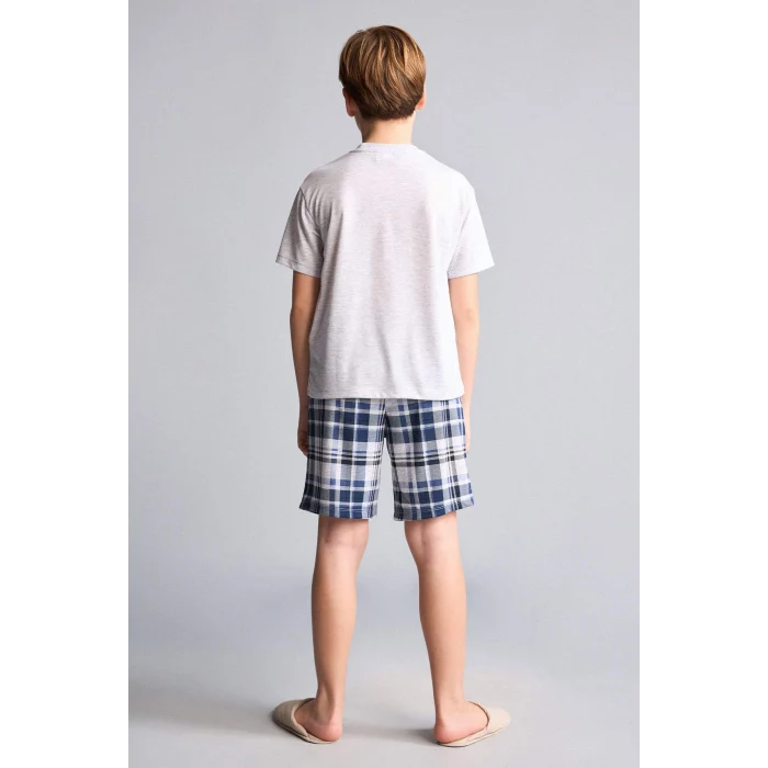 Defacto H0373A8GR400 Gri Regular Fıt Desenli 2li Pijama Takımı Erkek Çocuk