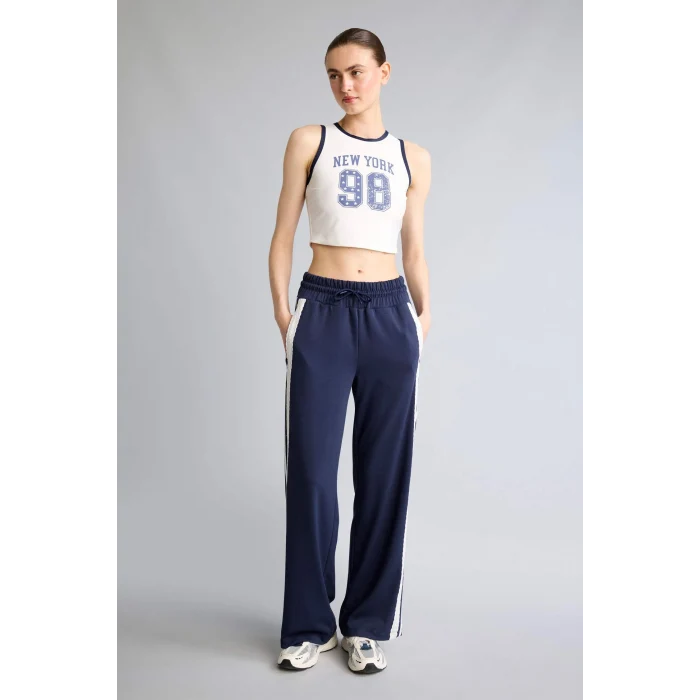 Defacto H7722AXIN275 İndigo Straıght Fıt Cepli Standart Paça Standart Boy Skuba Dalgıç Kumaş Pantolon