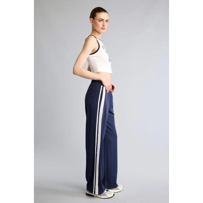 Defacto H7722AXIN275 İndigo Straıght Fıt Cepli Standart Paça Standart Boy Skuba Dalgıç Kumaş Pantolon