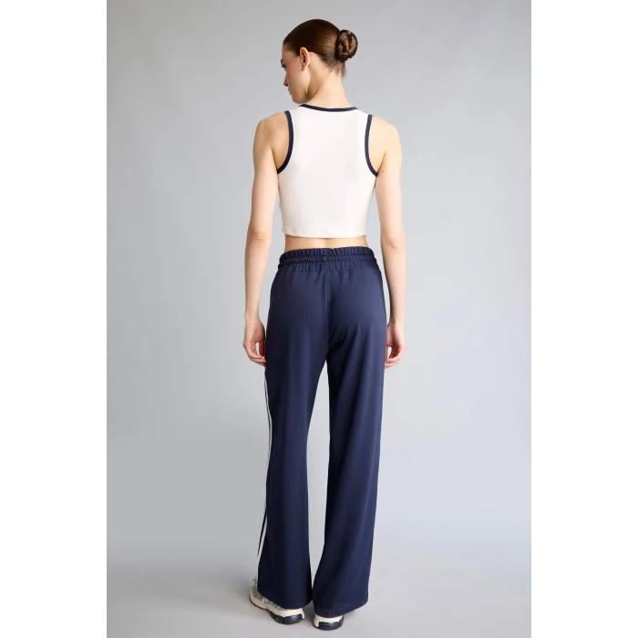 Defacto H7722AXIN275 İndigo Straıght Fıt Cepli Standart Paça Standart Boy Skuba Dalgıç Kumaş Pantolon