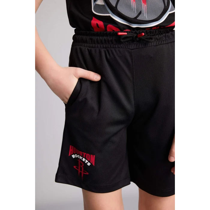Defacto H2920A8BK81 Siyah NBA Houston Rockets Regular Fıt  Şort Erkek Çocuk
