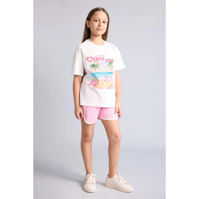 Defacto G9070A8PN666 Pembe Kısa Paça Şort Kız Çocuk